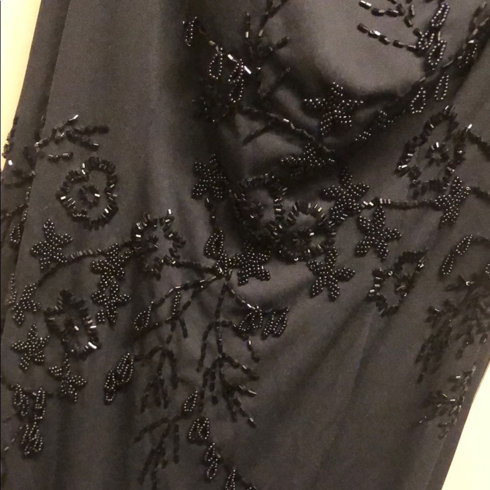 Black beaded evening gown